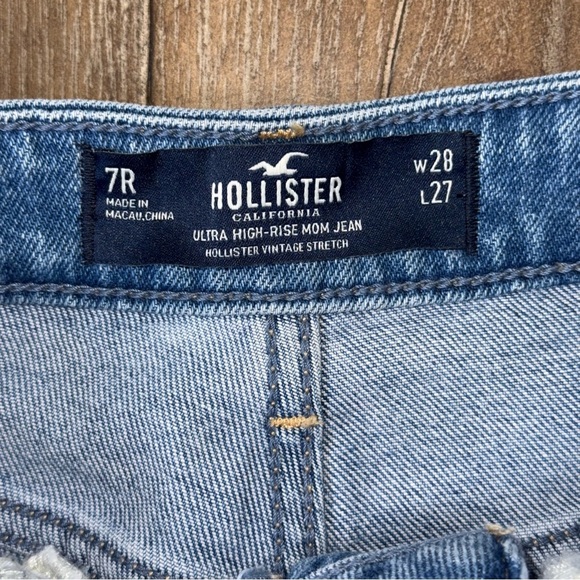 Hollister Ultra High Rise Mom Jean 90s 28 7 Ankle Straight Distressed Raw hem - Picture 5 of 10